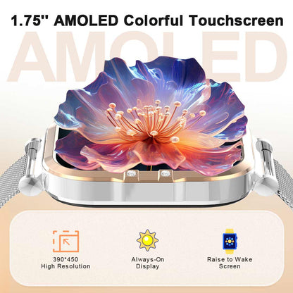 Fitness smartwatch for women, 1.75' AMOLED display, IP68 waterproof smartwatch EW03