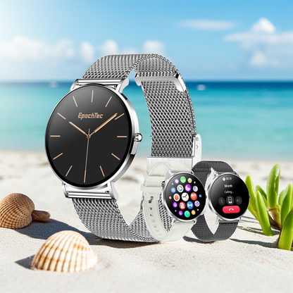 Smartwatch for women, 1.32' AMOLED display, ultra-thin stainless steel smartwatch for fitness EW01