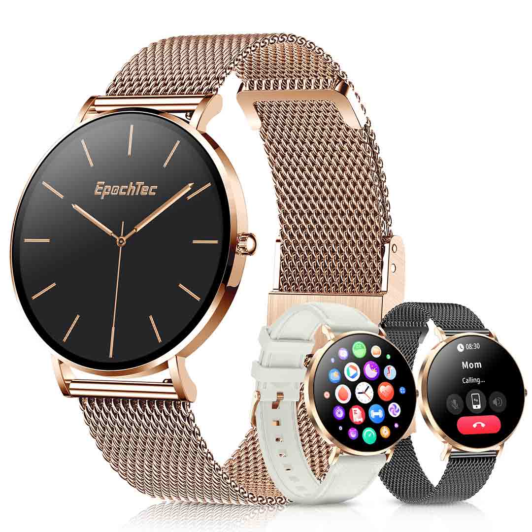 Smartwatch for women, 1.32' AMOLED display, ultra-thin stainless steel smartwatch for fitness EW01