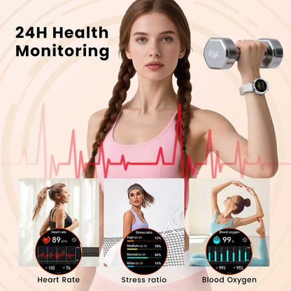 Women fasion smartwatch, 1.19' AMOLED display, women's activity tracker, IP68 waterproof smartwatch EW02