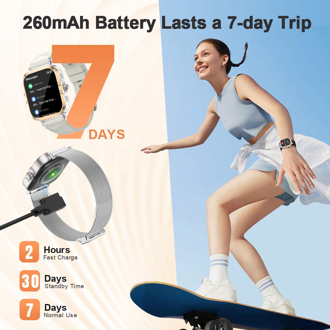 Fitness smartwatch for women, 1.75' AMOLED display, IP68 waterproof smartwatch EW03