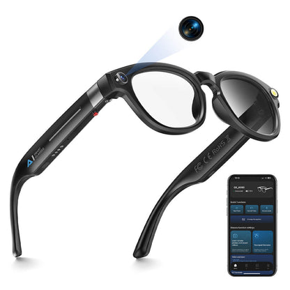 8MP Camera Glasses, AI Smart Glasses with Real-Time Translation & Object Analysis | HD 1200P 4K Video Recording, Color-Change Sunglasses with Camera for Men and Women (16GB)