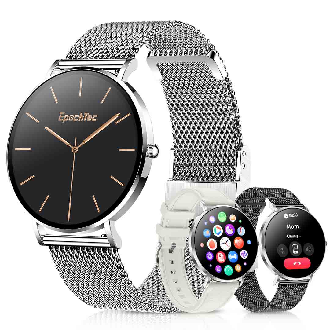Smartwatch for women, 1.32' AMOLED display, ultra-thin stainless steel smartwatch for fitness EW01