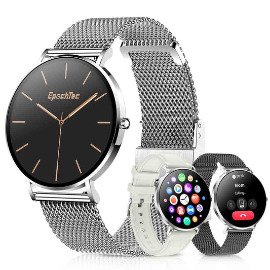 Smartwatch for women, 1.32' AMOLED display, ultra-thin stainless steel smartwatch for fitness EW01